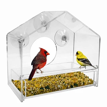 

20 * 10 * 19CM Window Bird Feeder Transparent Window With Suction Cup Acrylic Bird Cage Feeder