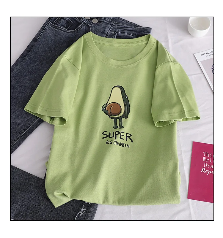 New Avocado Shirt Vegan T Shirt Women Harajuku Kawaii Short Sleeve T-shirt Vogue 90s Korean Style Tshirt Fashion Top Tees Female