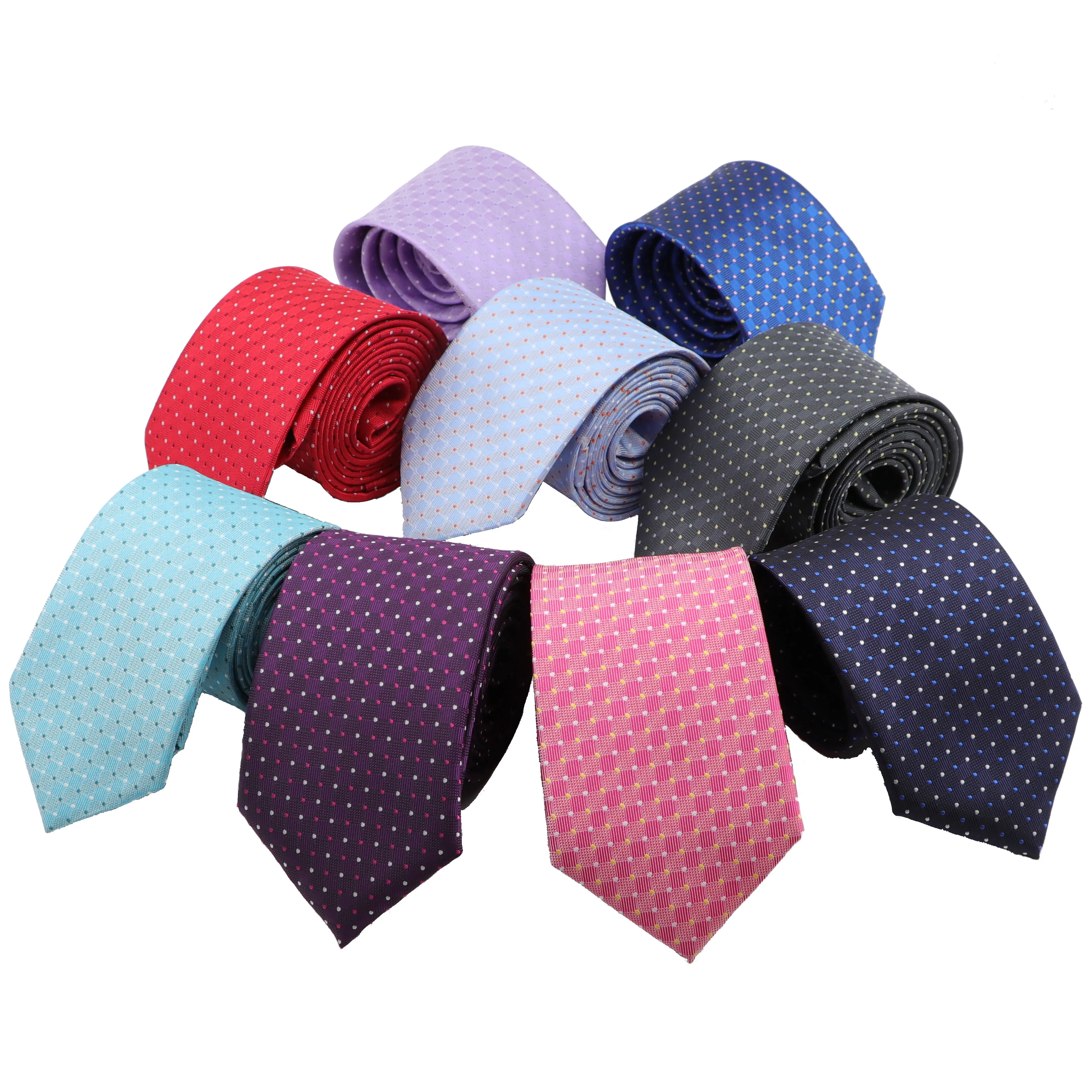 New Formal Ties For Men Classic Polyester Woven Colorful Dots Necktie Fashion Skinny 7CM Wedding Business Party Casual Gravata