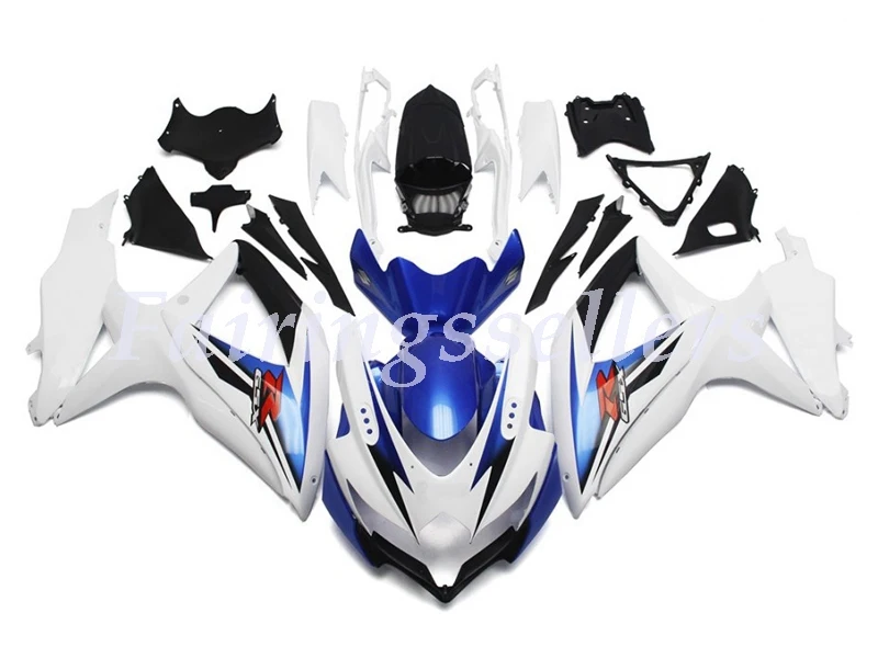 

<Injection mold> New ABS Full Fairing Kit 100% Fit For GSXR600 GSXR750 k5 K8 K9 Fairings White With Blue