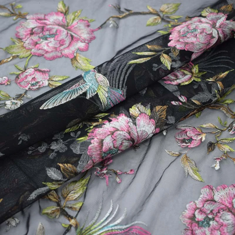 Черный низ птицы сетка вышивка кружево ткань для платья Базен riche getzner tissu telas por metro Африканский tissus tela stoffen