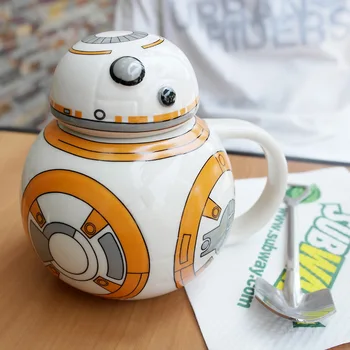 

Robot Coffee Cup Star Wars Ceramic Cup with Cover Mug Multifunctional Child Milk Mug Office Cup Home Decoration Cute Cup