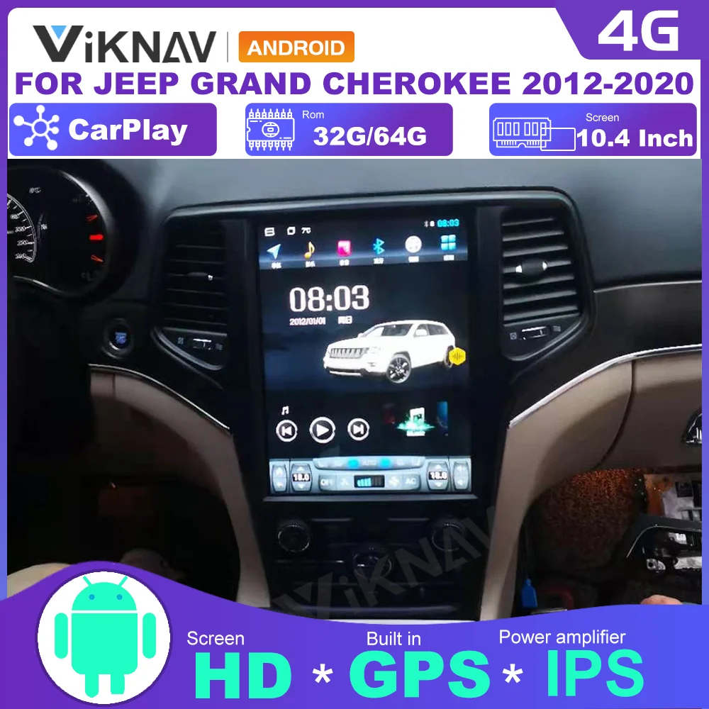 

2din Android with screen car radio for jeep grand cherokee 2012-2020 android auto video player gps navigation vertical screen