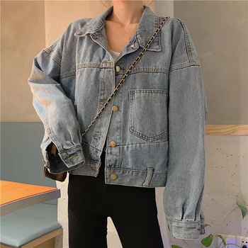 

New 2020 Korean loose denim jacket women Spring autumn ladies wild tops Basic Coats Female Outwear