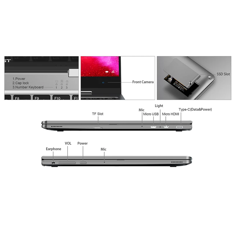 Teclast F5R ноутбук 11 6 ''IPS Windows 10 OS Intel APLLO LAKE N3450 четырехъядерный 8 Гб RAM 256 ГБ SSD