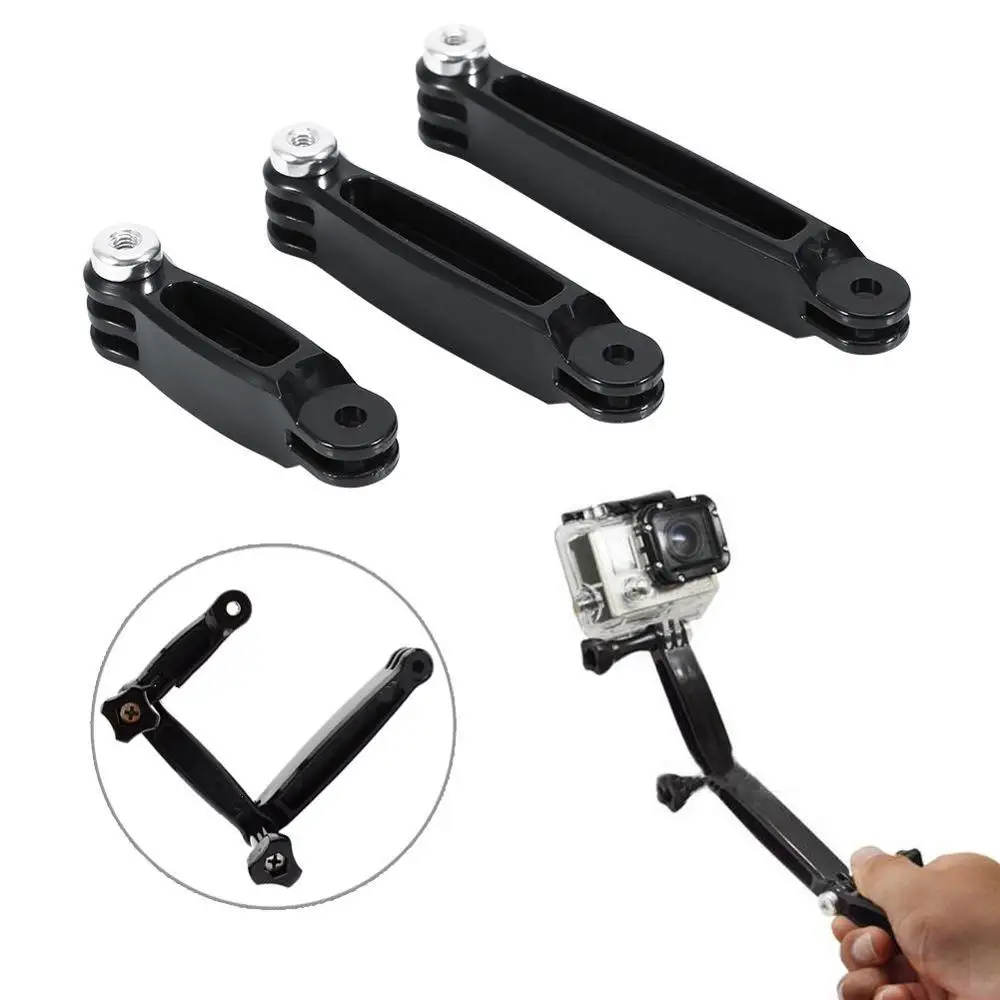 Perche d'extension 3 voies pour GoPro pliée, compacte pour le transport.