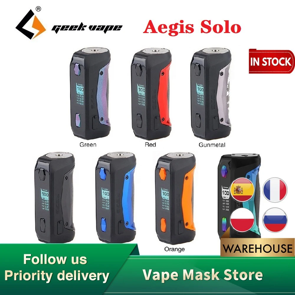 Мод Geekvape Aegis Solo 100 Вт с новейшим чипсетом AS электронная сигарета вейп TC бокс мод VS