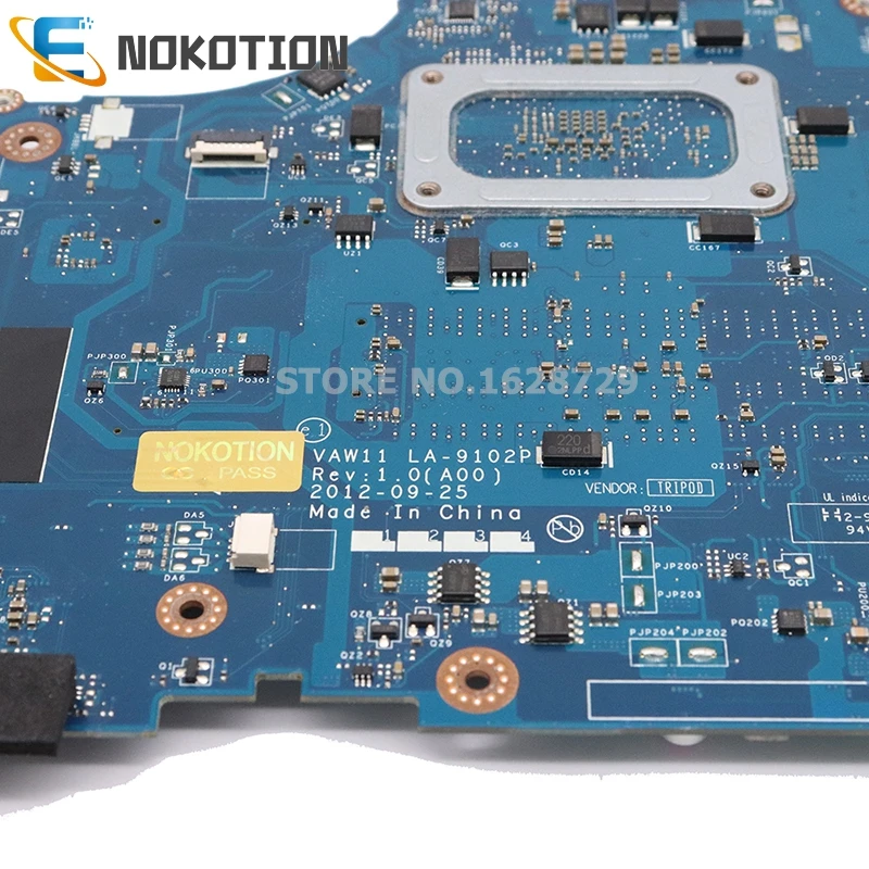Ideal  NOKOTION For Dell Inspiron 17 3721 5721 Laptop Motherboard VAW11 LA-9102P CN-0N9G7X 0N9G7X MAIN BOA