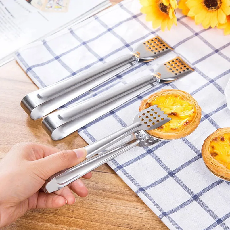 

BBQ Grilling Tong Salad Bread Serving Non-slip Cooking Clip Clamp Cooking Food Serving Tong Kitchen Stainless Steel Tools