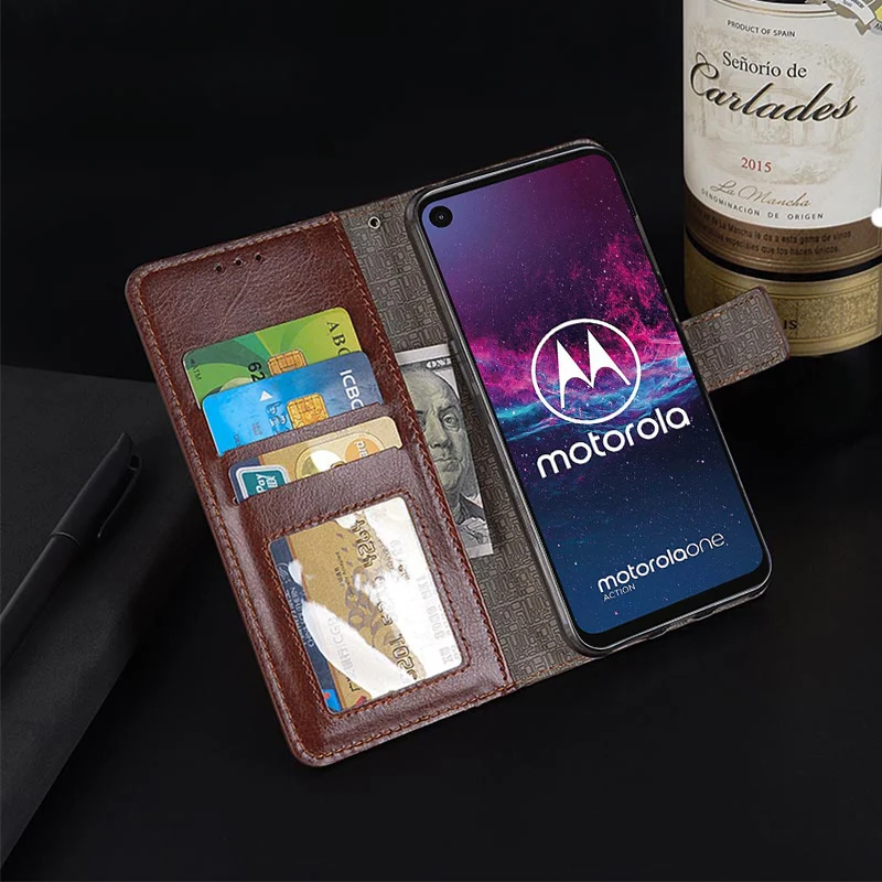 Arrvial кожаный магнитный флип-полиуретановый кошелек для Motorola Moto One Action Case 6,3 дюймов фоторамка со слотом для карты памяти Чехол-подставка