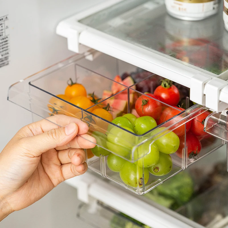 

Контейнер для хранения пищевых продуктов 1/4/8 Ящик с сеткой, регулируемый холодильник с морозильной камерой, органайзер для фруктов для овощей, контейнер для хранения кухонных яиц