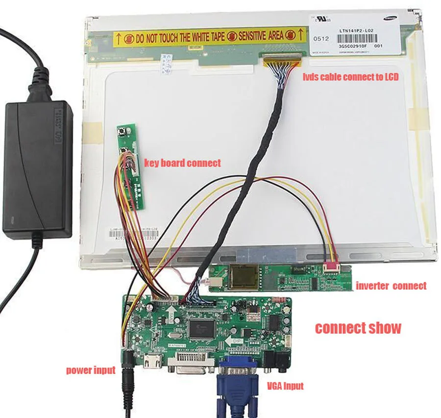 LCD LED Controller Board Kit for CLAA154WB05A HDMI+DVI+VGA+Audio 