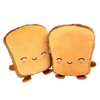 

1 Pair Windproof Half Finger Winter Cute Plush Cartoon Toast Shaped Magic Sticker Soft Adult Hand Warmer USB Heating Gloves