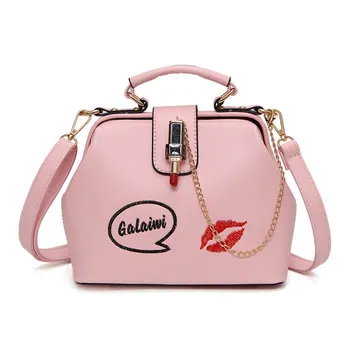 

Women's Bags 2020 Fashion Designer Shoulder Bag Embroidered Lipstick Lock Doctor Bag Handbag All-match Messenger Bag New 2020
