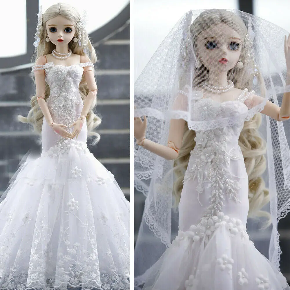 - FULL SET 60cm 13 Ball Jointed BJD Girl Doll Gifts Toy with Moveable Eyes Long Curly Wigs Dress Clothes Outfits
