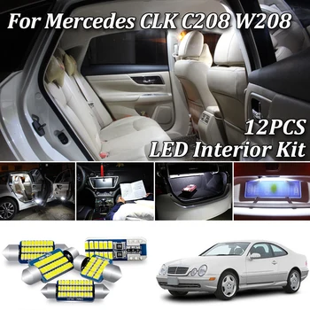 

12Pcs SMD Bulbs White Error Free For Mercedes CLK W208 C208 Coupe AMG FULL LED Interior Lights Kit 1998-2002