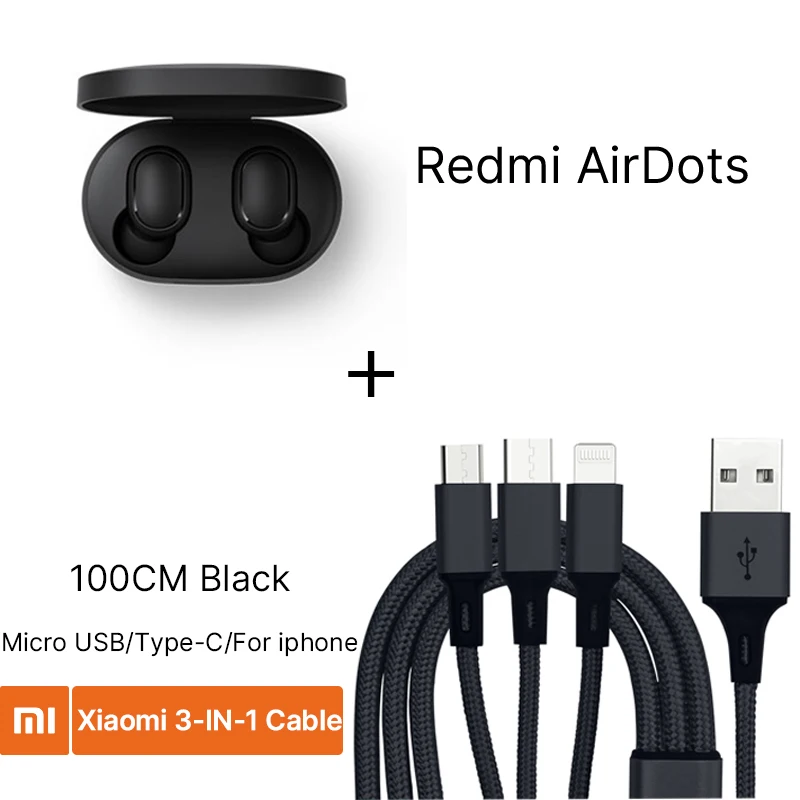 Xiaomi Redmi Airdots глобальная версия TWS беспроводные наушники Bluetooth 5,0 вкладыши настоящие беспроводные наушники Базовая стерео Спортивная гарнитура - Цвет: Black1002