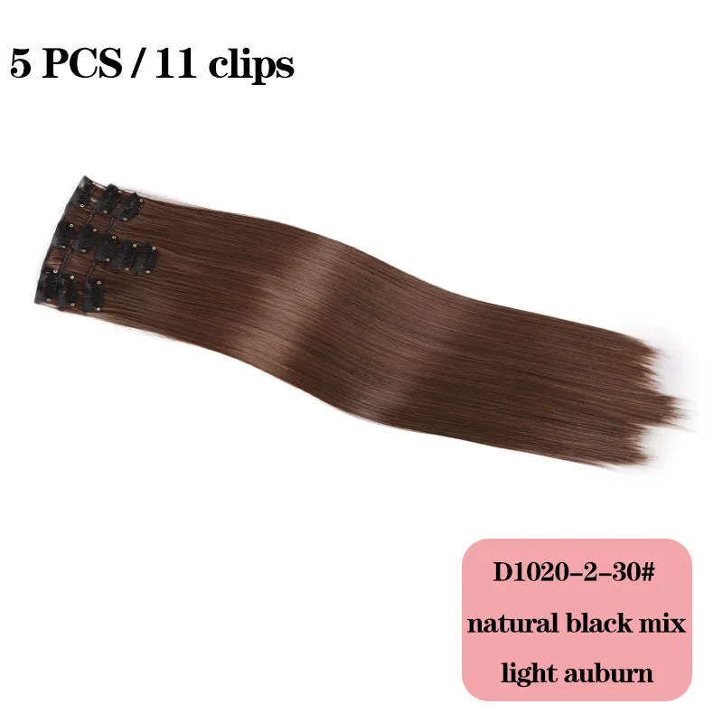 AISIBEAUTY, длинные прямые волосы для наращивания, синтетические женские зажимы для наращивания волос, высокотемпературное волокно, черные/коричневые/светлые волосы