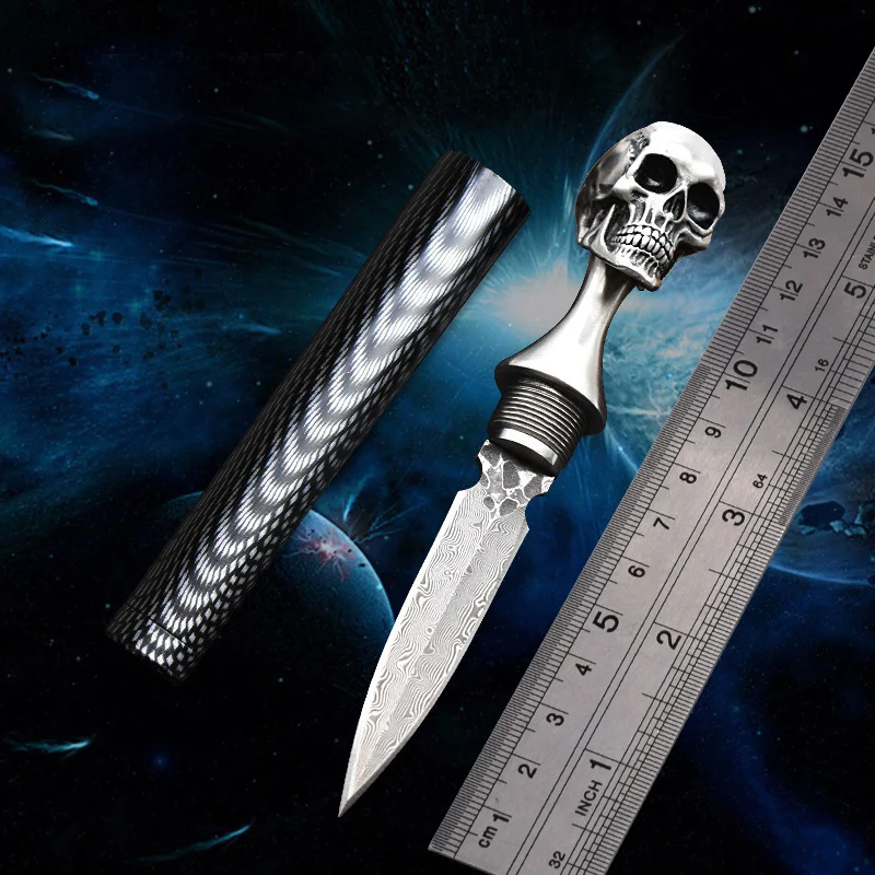 M390 Powder Steel Tea Knife Damascus Skull Head Cone Handmade Needle 316 stainless Handle Camping EDC Tools Knives | Инструменты