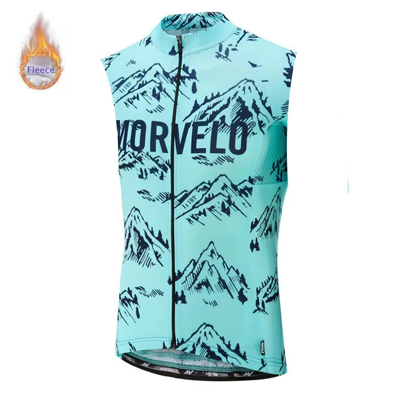 Morvelo зима термо флис без рукавов для мужчин Велоспорт Джерси велосипедная одежда велосипед Одежда Майо Ropa Ciclismo hombre