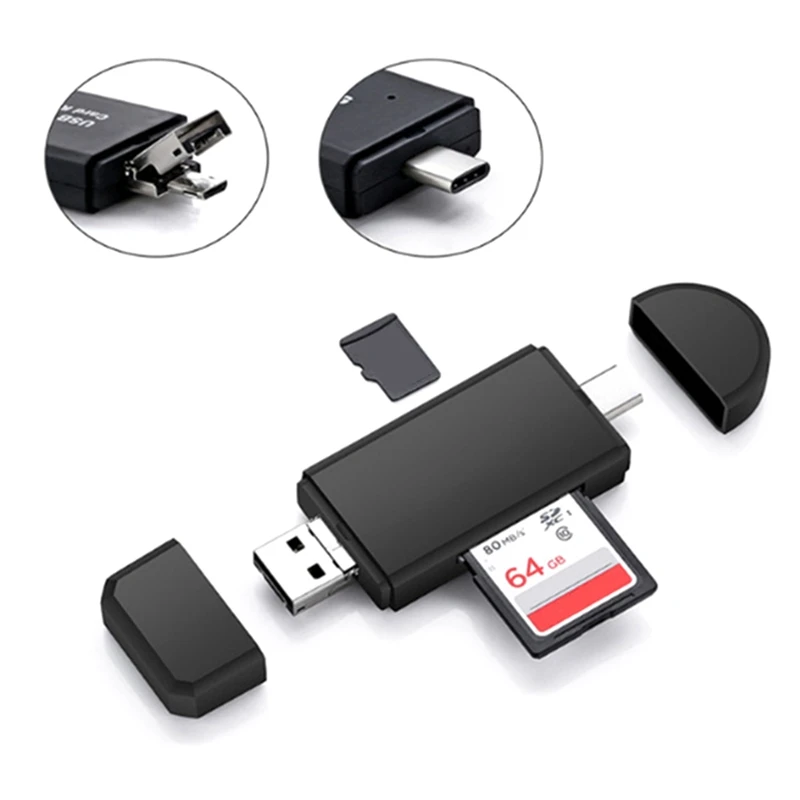 Type C& micro USB& USB 3 In 1 OTG Card Reader High-speed USB2.0 Universal OTG TF/SD for Android Computer Extension Headers