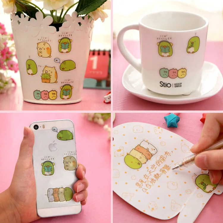 50 шт./упак. Прозрачная ПВХ наклейка кошка Rilakkuma s Bag Мультяшные Животные медведь