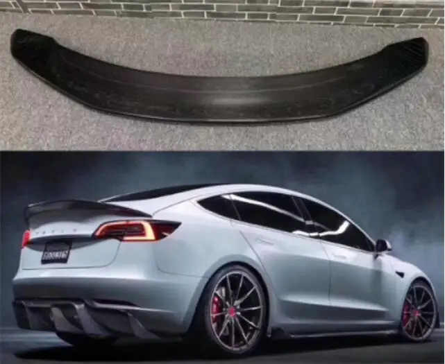

Model 3 Real Carbon Fiber Car Rear Wing Trunk Lip Spoilers For Tesla Model 3 2018 2019 2020