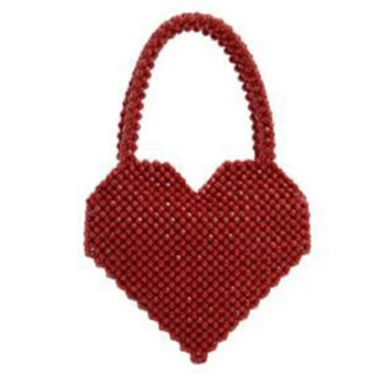 

FGGS-Fashion Spring and Summer New Handmade Bag Heart-Shaped Beaded Handbag