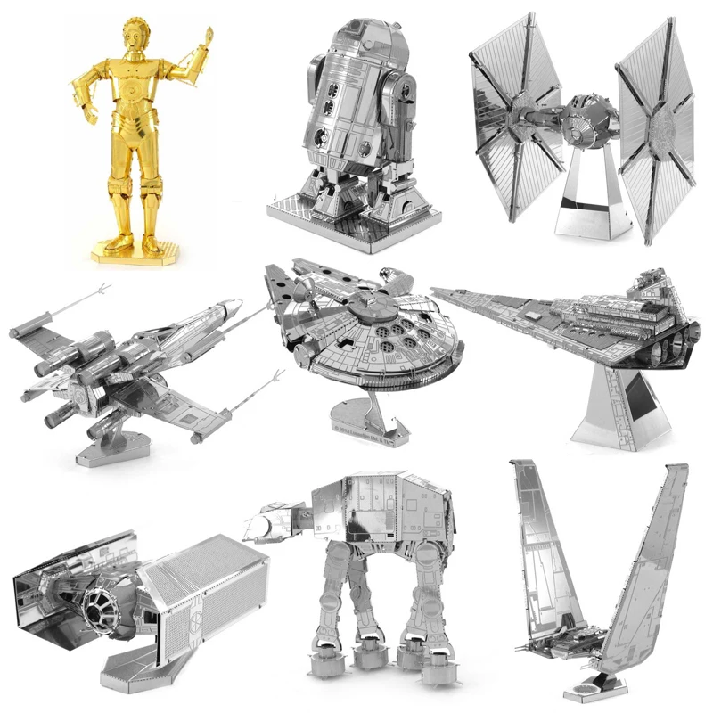 

Star wars R2D2 ATAT X-wing fighter Millennium 3D Metal Puzzle Model kits DIY Laser Cut Assemble Jigsaw Toy GIFT For children