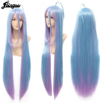 

Ebingoo Hair Cap+No Game No Life Shiro Natural Long Straight 2 Tones Blue Purple Omber Synthetic Cosplay Wig for Women Halloween