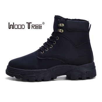 

WOODTREE Winter male cotton-padded shoes plus velvet warm high-top men's Martin boots tooling boots men snow boots