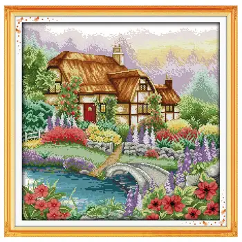 

Cabin with the fragrance of flowers counted 11CT 14CT DIY kit wholesale Cross Stitch embroidery needlework Sets home decor