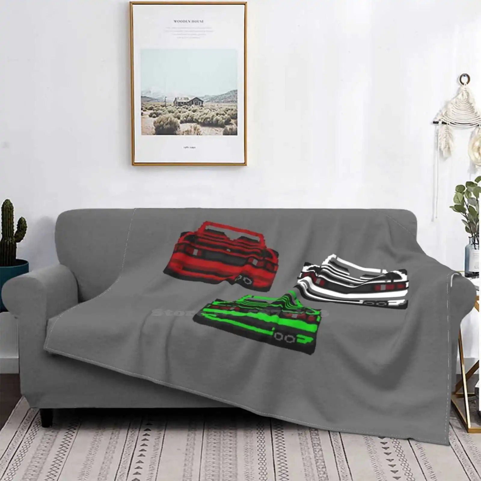 

Turbo Challenge Fashion Soft Warm Throw Blanket Retrogames Retrogame Amiga Lotus Turbo Challenge Cars Race 80s 90s Red Green