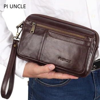 

Piuncle Men Clutch Bags Genuine Leather Brand Handbag Wallet Male Organizer Cell Phone Wrist Bag Long Purse Large Capacity