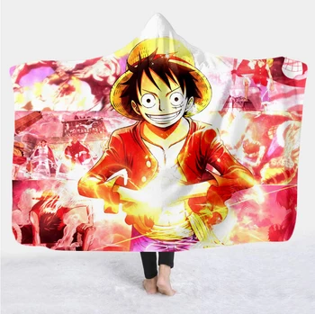 

New anime one piece Cartoon Paintings Blanket Blanket Hooded 3D full printing Wearable Blanket Adult men women Blanket style 008