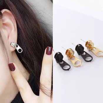 

Stylish Zipper Geometry Stud Earrings Women Men Party Gift Fashion Funny Punk Earrings Teens Cool Designer Trendy Jewelry 2020