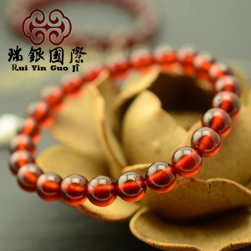 

Garnet Bracelets Orange Garnet WOMEN'S Stone Single Loop Garnet Bracelets round Beads Garnet