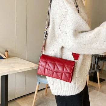 

Mini Thread Flap Bags for Women 2020 Winter Casual Crossbody Messenger Wide Belt Shoulder Bag Female PU Leather Handbag Totes