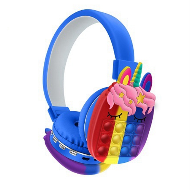unicorn Wireless Headphones Creative Bluetooth Headset Push Bubble Fidget Headset Adult Stress Relief Decompression Toy