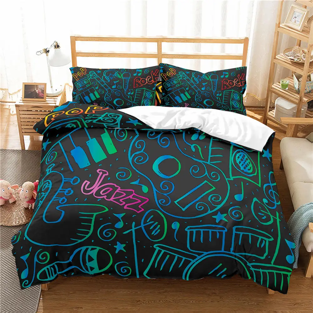 Music Notes Printing Bedding Set Luxury Duvet Cover 3d Quilt Cover