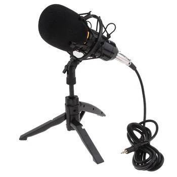 

BM800 Plug and Play Condenser Microphone, Home Studio Recording Broadcasting Interview Karaoke with Tripod Stand Filter Shield