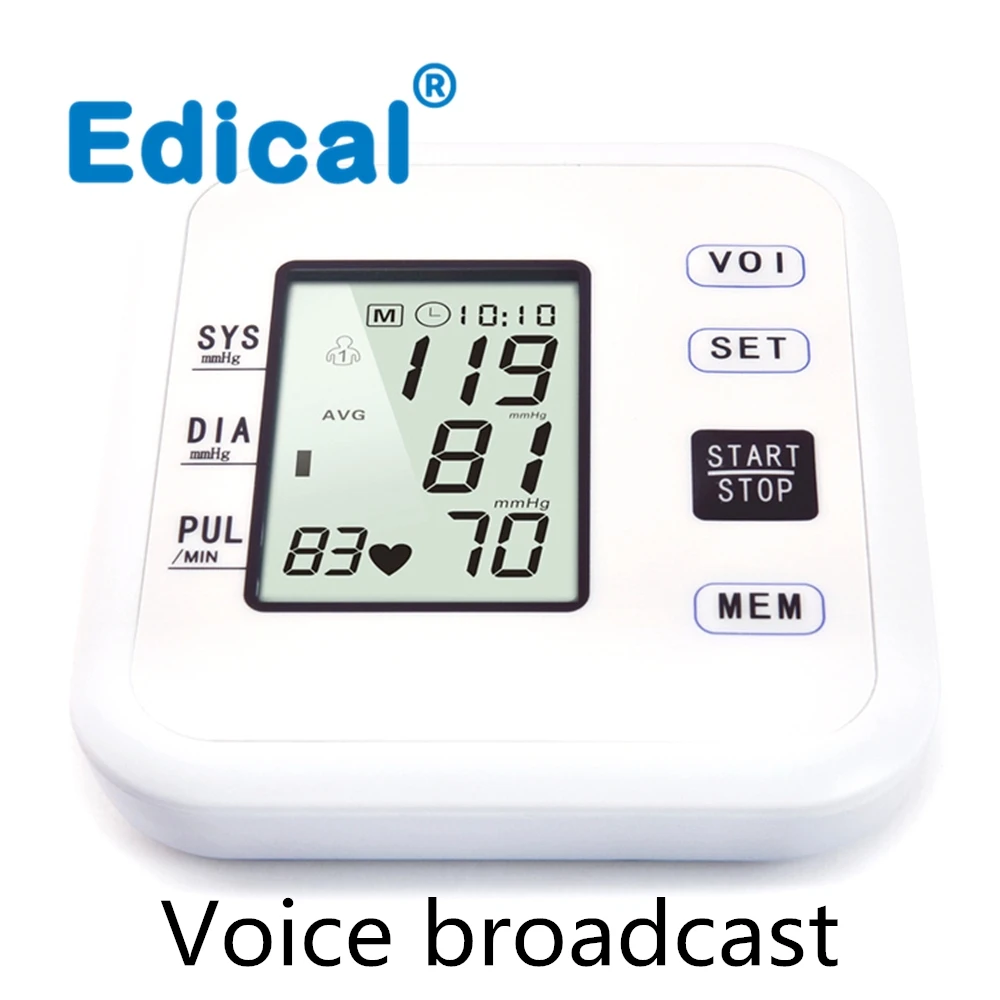 Voice white Edical, электронный сфигмоманометр для дома, M Edical, английская Голосовая передача - Цвет: Voice white