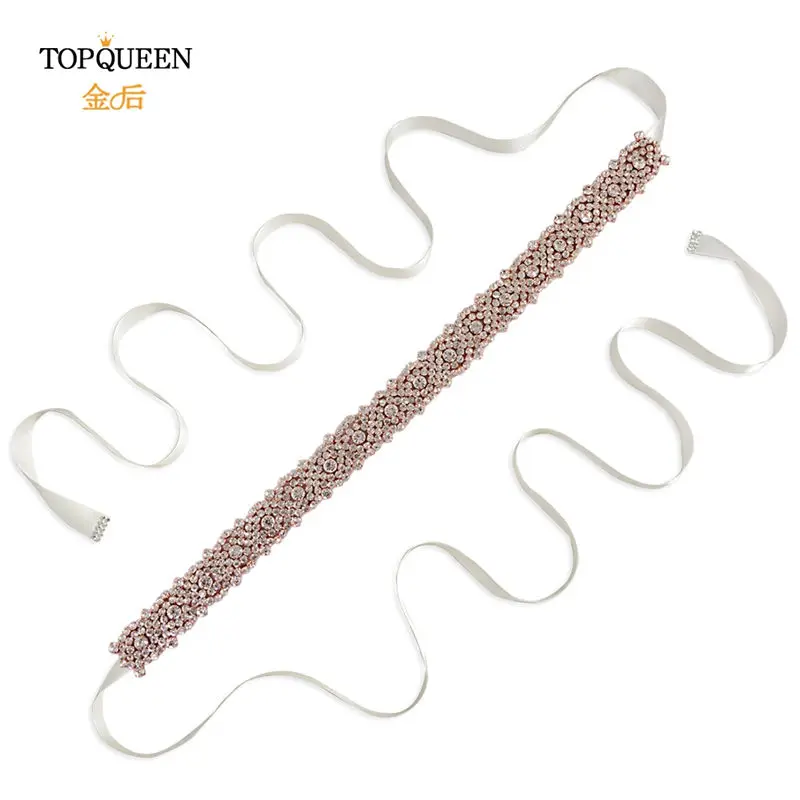 off-white TOPQUEEN S28B-RG розовое золото свадебный пояс Стразы пояс для свадебных платьев пояс с бисером ручной работы пояс подруги невесты и пояса - Цвет: off-white