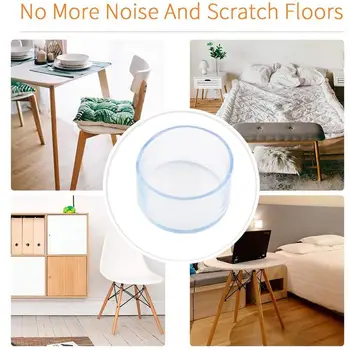 

1 Pcs Non-slip Transparent Chair Leg Feet Cap Round Furniture Stool Floor Cover Silicone Pads Protector