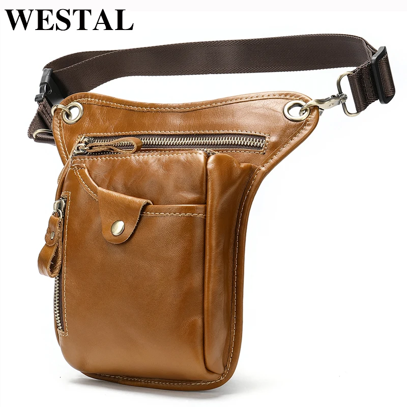 

Westal Men's Belt Bag Leather Leg Bag Male Fanny Pack Waist Bags Men Tactical Phone Pack Fashion Leather Motorcycle Bags For Men