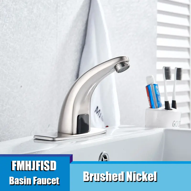 FMHJFISD Brushed Nickel/Black Basin Faucet Torneira Automatic Touch Faucest Bathroom Mixer Taps Grifo - Цвет: Brushed Nickel