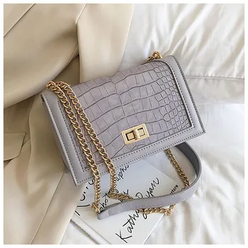 

Retro Crocodile Pattern Crossbody Bags For Women Handbag 2020 Messenger Chain Strap Luxury Daily Lady Shoulder Flap Bag Tote New