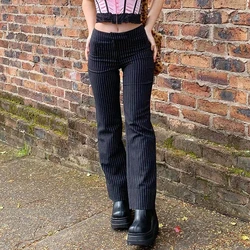 2021 Striped Pants For Women  Fashion Gothic High Waist Straight Pants Streetwear Fashion Outfits Korean Style Trouser