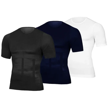 Men Body Toning T-Shirt Body Shaper Corrective Posture Shirt Slimming Belt Belly Abdomen Fat Burning Compression Corset 2