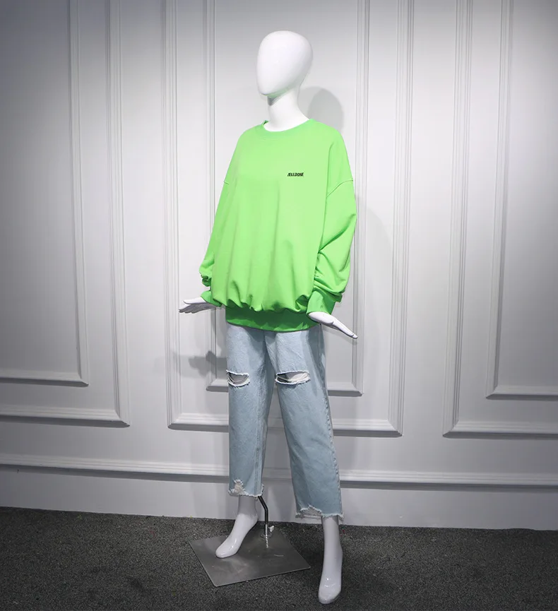 

2019 Green Sweatshirt Women Insert Round Neck Embroidered Letter Top Pullovers Sweatshirt Women